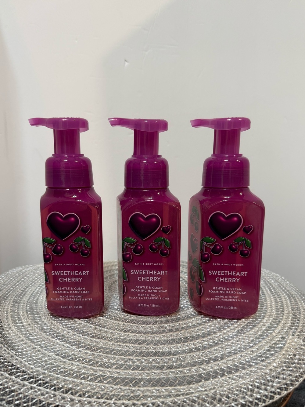 BBW Sweetheart Cherry Foaming Hand Soap Set of 3 NWT